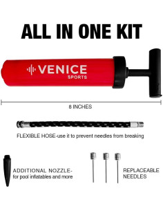 Kit de Bomba de Pelota VENICE SPORTS 20.32 cm con Agujas y Manguera 2