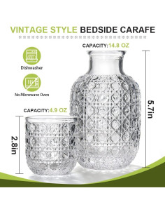 Juego de Jarra y Vaso Homvle 537ml Piedra Preciosa 2