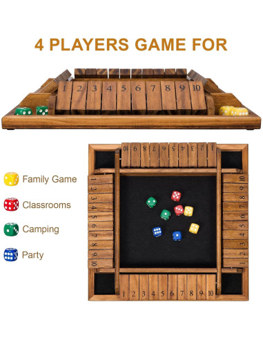 Juego de Dados Cierra La Caja BIVOMON - 16 Dados, Madera, 1-4 Jugadores