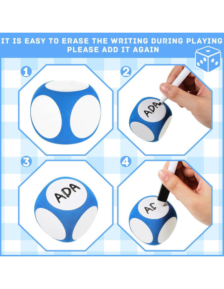 Juego de Dados Borrables Chivao 5 cm con Marcador - 4 Pzs Juego de Dados Borrables Chivao 5 cm con Marcador - 4 Pzs