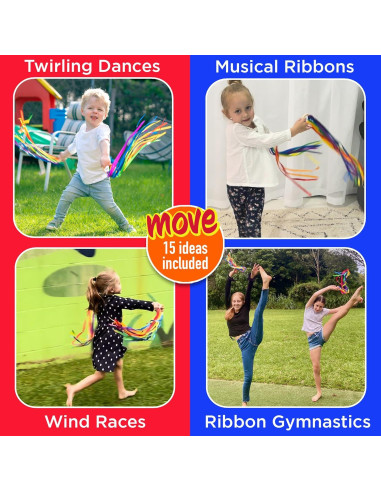Dados de Movimiento y Cintas Arcoíris Covelico - Juego Activo para Niños
