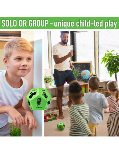 Juego de Dados de Ejercicio Covelico para Niños - 3 Dados de Movimiento