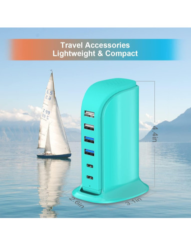 Bloque de Carga USB Upoy Y006C 6 Puertos 8A Verde