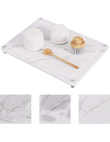 Alfombrilla de Secado Rápido Johamoo 40x30 cm Mármol Blanco
