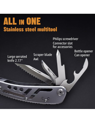 Multiherramienta 24-en-1 Grand Way con cuchillo y alicates