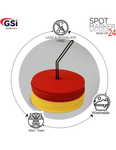 Marcadores de Piso Antideslizantes GSi 24 Piezas Amarillo y Rojo