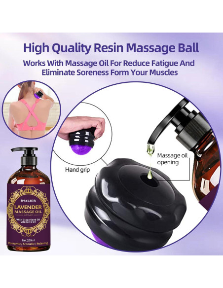 Aceite de Masaje Relajante Lavanda INALIER 448g con Rodillo Aceite de Masaje Relajante Lavanda INALIER 448g con Rodillo