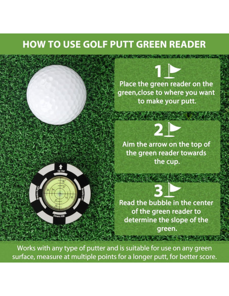Lector de Putt Green JIUYI, Nivel Burbuja 45mm, Golf Lector de Putt Green JIUYI, Nivel Burbuja 45mm, Golf