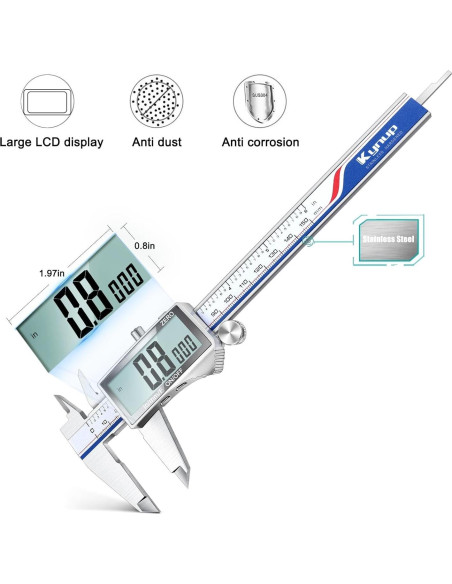 Calibrador Digital Kynup 150mm, Acero Inoxidable, Pantalla LCD Calibrador Digital Kynup 150mm, Acero Inoxidable, Pantalla LCD