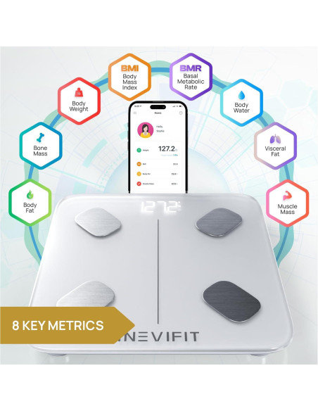 Báscula de Grasa Corporal Inteligente INEVIFIT Bluetooth 181 kg Báscula de Grasa Corporal Inteligente INEVIFIT Bluetooth 181 kg