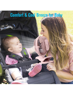 Ventilador Clip BESKAR Recargable 4 Velocidades Rosa 2