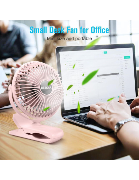 Ventilador Clip BESKAR Recargable 4 Velocidades Rosa Ventilador Clip BESKAR Recargable 4 Velocidades Rosa