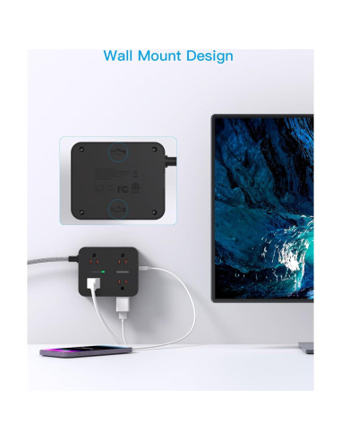 Regleta de Sobretensión HANYCONY 8 Salidas 4 USB 5 Pies
