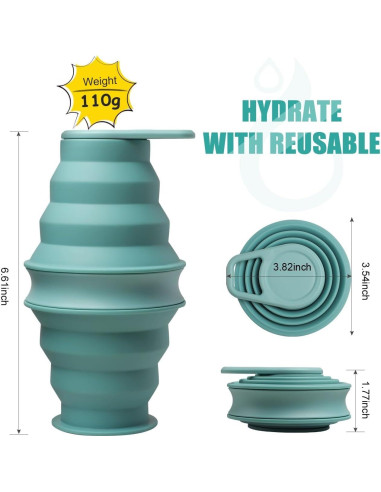Botella de Agua Plegable Opard 500 ml Silicona Anticolapso