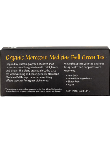 Té Orgánico de Bienestar Shangri La - 30 Bolsitas de Té Verde, Menta, Limón y Jengibre