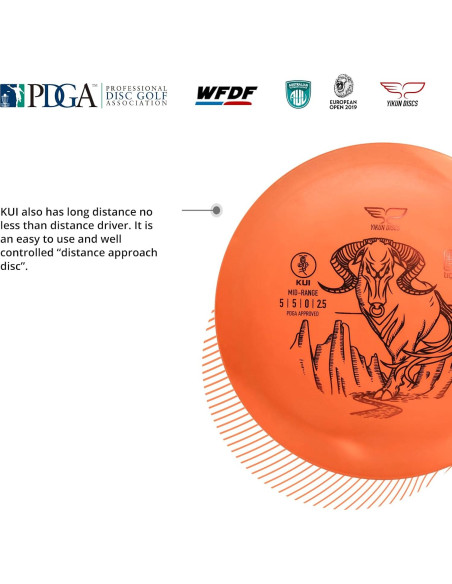 Disco de Golf Yikun Midrange 165g Naranja Aprobado PDGA Disco de Golf Yikun Midrange 165g Naranja Aprobado PDGA