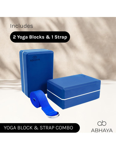 Paquete de 2 Bloques de Yoga y Correa de Estiramiento ABHAYA