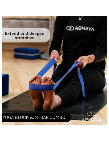 Paquete de 2 Bloques de Yoga y Correa de Estiramiento ABHAYA