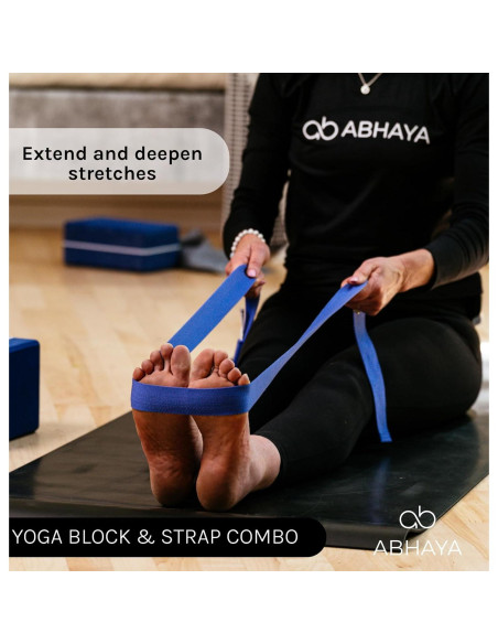 Paquete de 2 Bloques de Yoga y Correa de Estiramiento ABHAYA Paquete de 2 Bloques de Yoga y Correa de Estiramiento ABHAYA