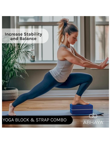 Paquete de 2 Bloques de Yoga y Correa de Estiramiento ABHAYA