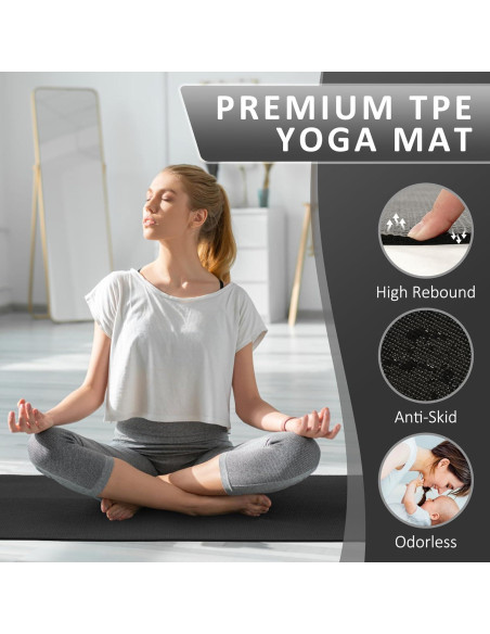 Esterilla de Yoga Fitvids 1/4'' Alta Densidad Antidesgarro Negra Esterilla de Yoga Fitvids 1/4'' Alta Densidad Antidesgarro Negra