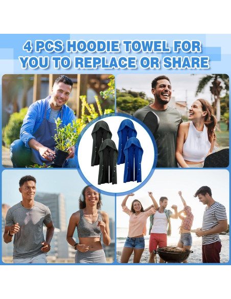Toallas Refrigerantes Acostop 4 Pzs Azul y Negro para Verano Toallas Refrigerantes Acostop 4 Pzs Azul y Negro para Verano