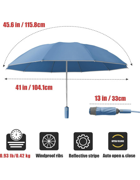 Paraguas de viaje FOGKEY automático compacto 116 cm azul Paraguas de viaje FOGKEY automático compacto 116 cm azul