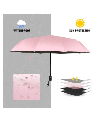 Paraguas de Viaje Shinok Compacto Plegable Rosa 27.94 cm