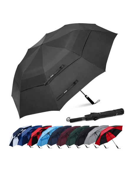 Paraguas de Golf Plegable G4Free 62" Automático Impermeable Negro Paraguas de Golf Plegable G4Free 62" Automático Impermeable Negro