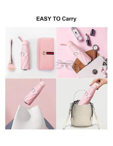 Paraguas Mini Plegable TIME LOVER con Protección UV Rosa