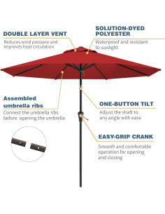 Sombrilla de Patio Tobeos 3 Metros con Manivela y Protección UV 2