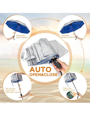 Paraguas UV NINEMAX 46" Plegable UPF 50+ Compacto Automático