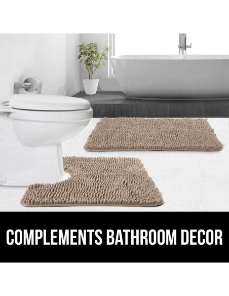 Alfombra de Baño GORILLA GRIP Chenille Absorbente Beige 56x49cm Alfombra de Baño GORILLA GRIP Chenille Absorbente Beige 56x49cm