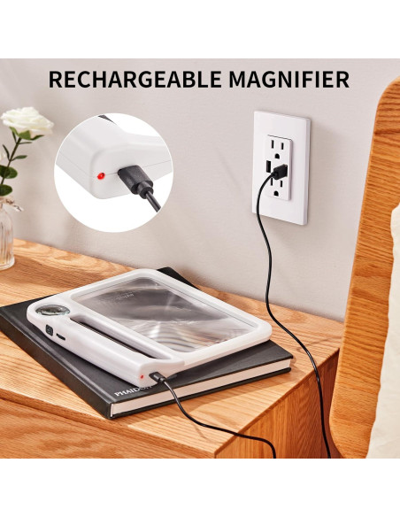 Lupa Recargable JARLINK 5X 10X con Luz LED Ajustable - Blanca Lupa Recargable JARLINK 5X 10X con Luz LED Ajustable - Blanca