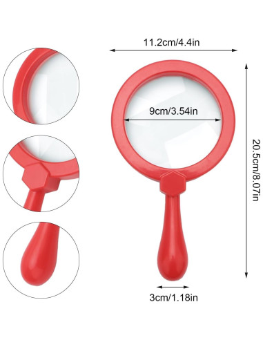 Lupa de Mano Rongon 5X para Niños con Soporte - Rojo