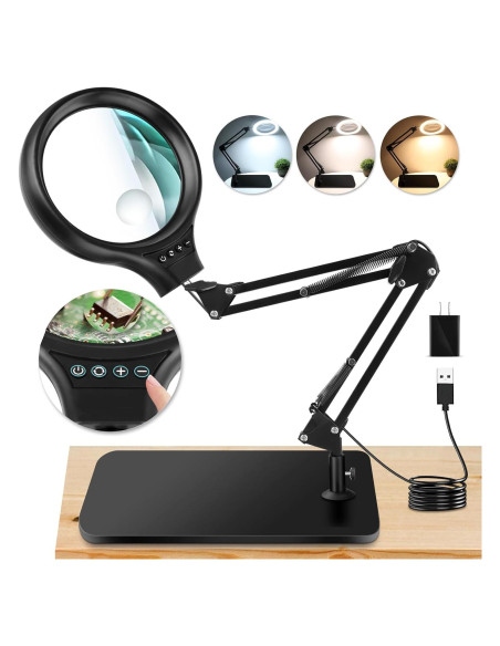Lupa Aumentadora LED NZQXJXZ 10X 30X con Soporte y Luz Lupa Aumentadora LED NZQXJXZ 10X 30X con Soporte y Luz