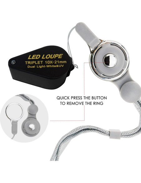 Lupa de Joyería LED UV 10x DANOPLUS KIB-246 21mm Lupa de Joyería LED UV 10x DANOPLUS KIB-246 21mm