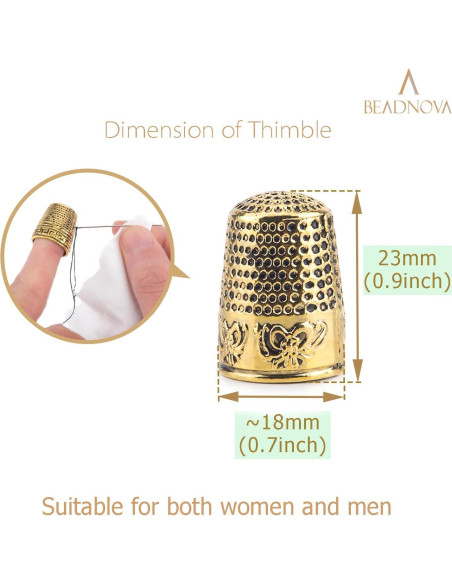 Dedal de Metal Dorado BEADNOVA para Coser y Acolchar - 1pc Dedal de Metal Dorado BEADNOVA para Coser y Acolchar - 1pc