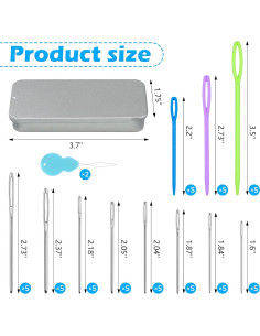 Agujas de Hilo Ojo Grande FIVEZERO 55 Piezas Acero Inoxidable 2