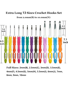 Juego de Ganchillos Ergonómicos Hobekoee 13 Tamaños 2mm-10mm 2