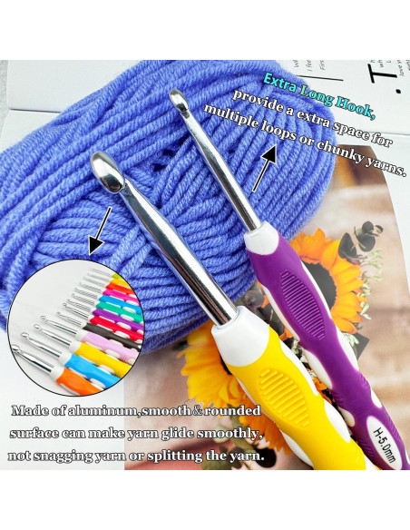 Juego de Ganchillos Ergonómicos Hobekoee 13 Tamaños 2mm-10mm Juego de Ganchillos Ergonómicos Hobekoee 13 Tamaños 2mm-10mm