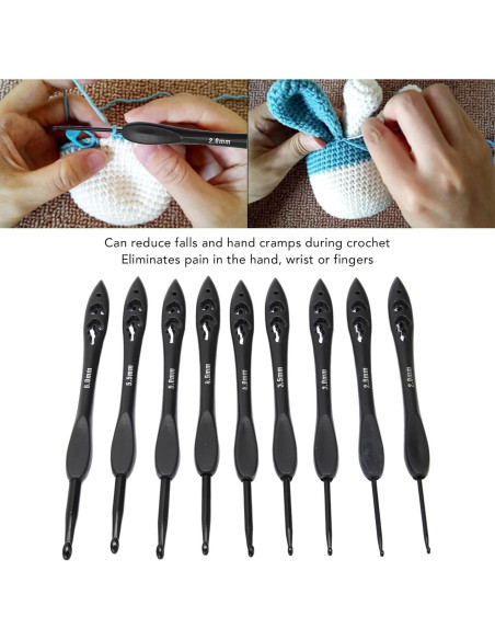 Juego de Ganchillos Estink 9 Piezas Aluminio 2.0-6.0mm Ergonómico Juego de Ganchillos Estink 9 Piezas Aluminio 2.0-6.0mm Ergonómico
