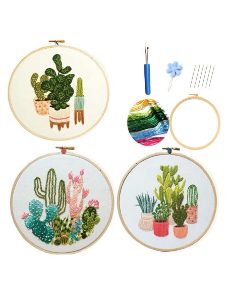 Kit de Bordado Highkick para Principiantes Cactus 3 Piezas Kit de Bordado Highkick para Principiantes Cactus 3 Piezas