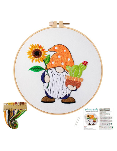 Kit de Bordado Nuberlic Girasol y Gnomo para Principiantes