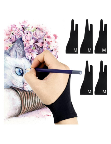 Guantes de Dibujo Falling in Art 5 Pack para Artistas M Negro