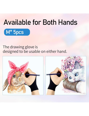 Guantes de Dibujo Falling in Art 5 Pack para Artistas M Negro