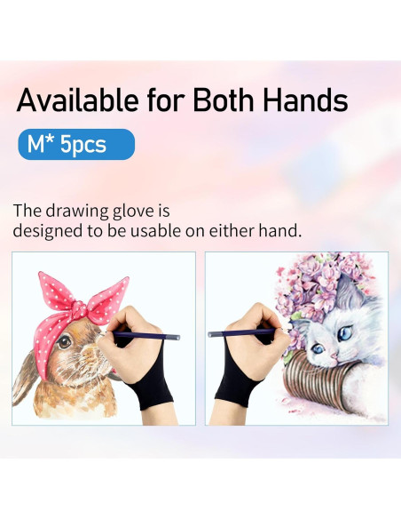 Guantes de Dibujo Falling in Art 5 Pack para Artistas M Negro Guantes de Dibujo Falling in Art 5 Pack para Artistas M Negro