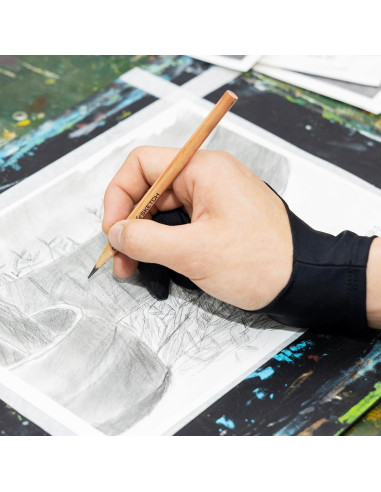 Guantes de Dibujo Falling in Art 5 Pack para Artistas M Negro