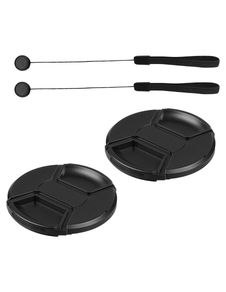 Paquete de 2 tapas de lente 62mm QQM con cuerdas de sujeción Paquete de 2 tapas de lente 62mm QQM con cuerdas de sujeción