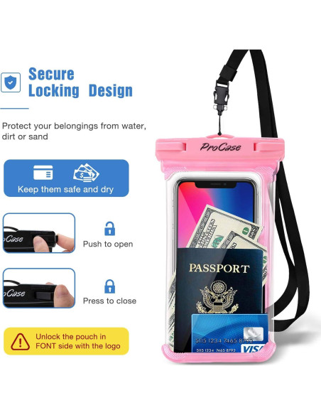 Funda de Teléfono Impermeable ProCase 2 Paquetes 7" Rosa/Negro Funda de Teléfono Impermeable ProCase 2 Paquetes 7" Rosa/Negro